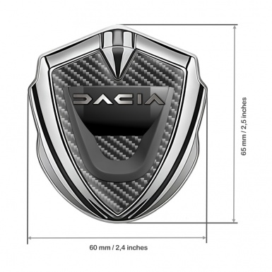 Dacia Emblem Metal Badge Silver Carbon Fiber Dark Matte Logo Edition
