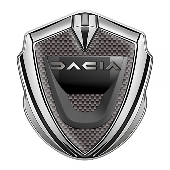 Dacia 3d Emblem Badge Silver Grey Carbon Dark Matte Logo Edition