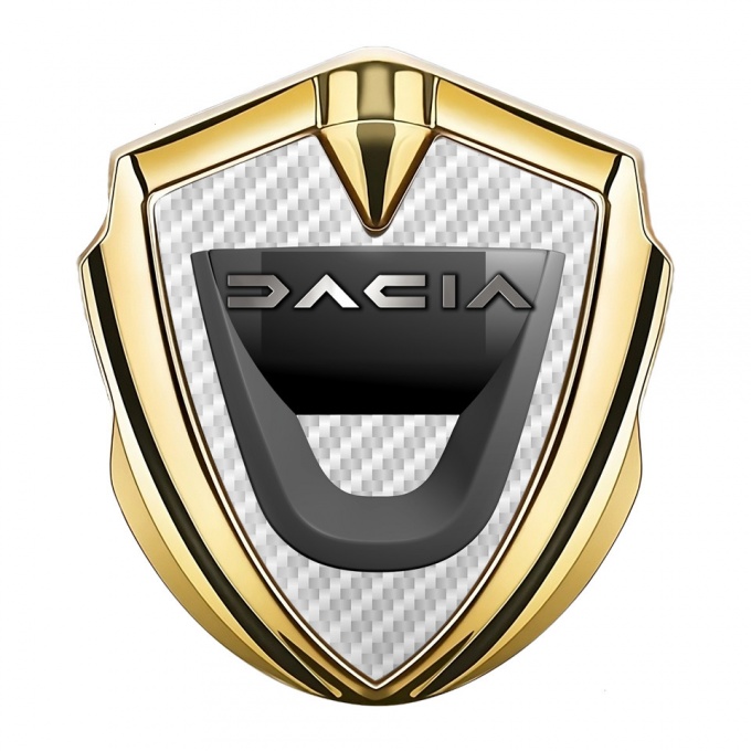 Dacia Emblem Badge Self Adhesive Gold White Carbon Dark Matte Logo
