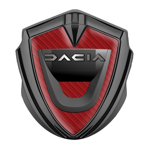 Dacia Silicon Emblem Badge Graphite Red Carbon Dark Matte Logo