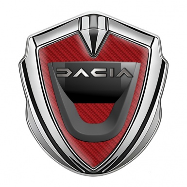 Dacia Silicon Emblem Badge Silver Red Carbon Dark Matte Logo