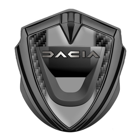 Dacia Metal Domed Emblem Graphite Black Carbon Frame Matte Logo Design