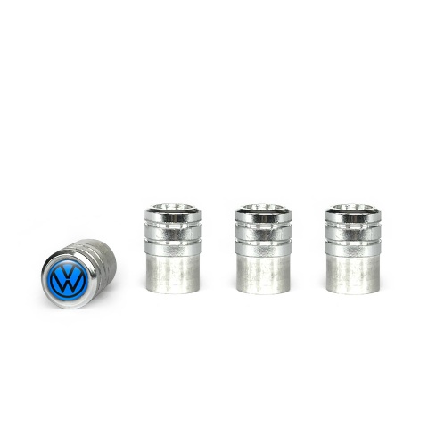 VW Valve Caps Aluminium 4 pcs Blue Black Logo