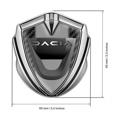 Dacia Metal Domed Emblem Silver Black Carbon Frame Matte Logo Design