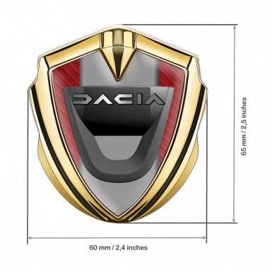 Dacia Badge Self Adhesive Gold Red Carbon Frame Matte Logo Design