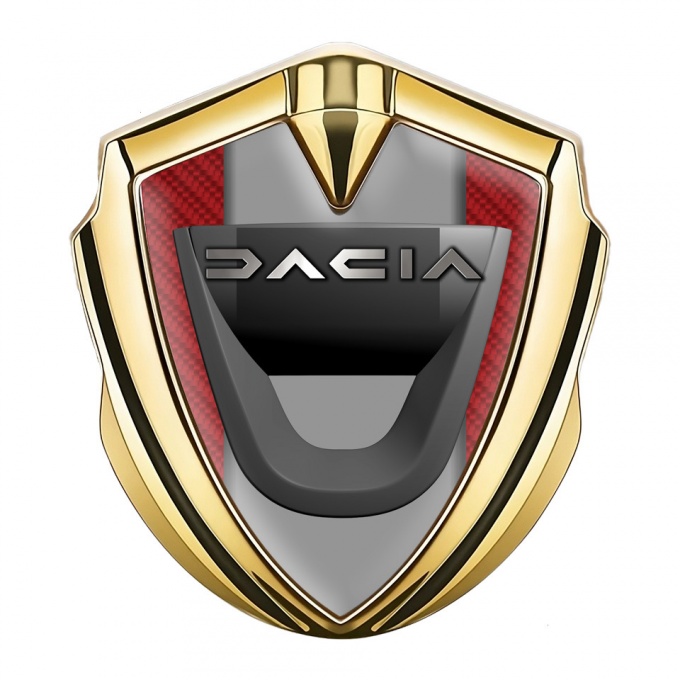 Dacia Badge Self Adhesive Gold Red Carbon Frame Matte Logo Design