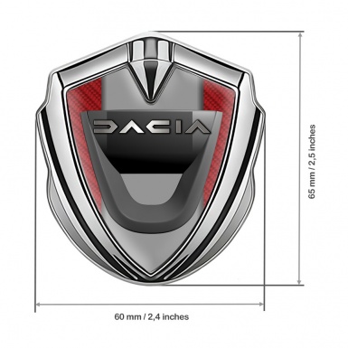 Dacia Badge Self Adhesive Silver Red Carbon Frame Matte Logo Design