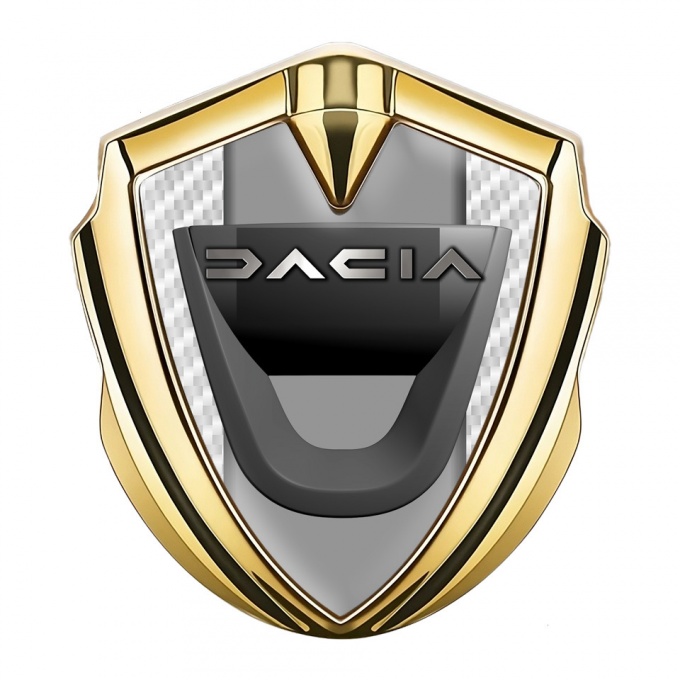 Dacia Emblem Fender Badge Gold White Carbon Frame Matte Logo Design