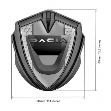Dacia Metal Emblem Self Adhesive Graphite Honeycomb Frame Matte Logo