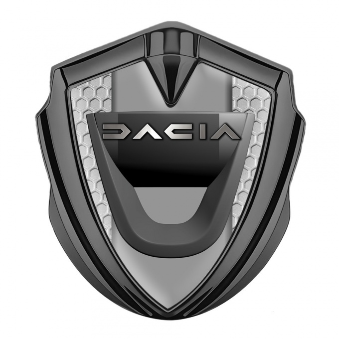 Dacia Metal Emblem Self Adhesive Graphite Honeycomb Frame Matte Logo