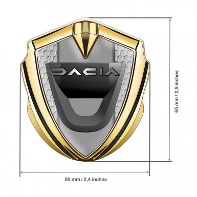 Dacia Metal Emblem Self Adhesive Gold Honeycomb Frame Matte Logo