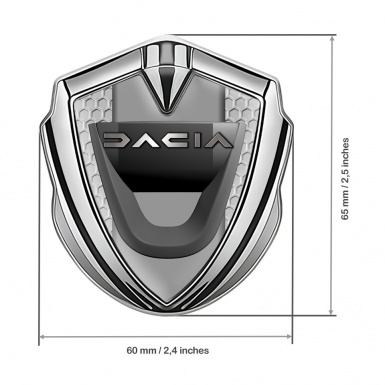 Dacia Metal Emblem Self Adhesive Silver Honeycomb Frame Matte Logo