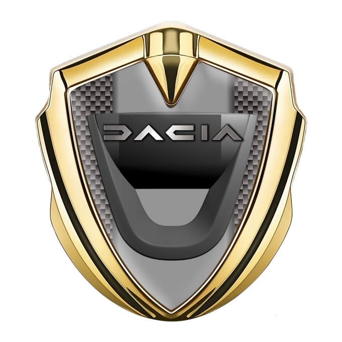 Dacia Fender Emblem Badge Gold Grey Carbon Frame Matte Logo