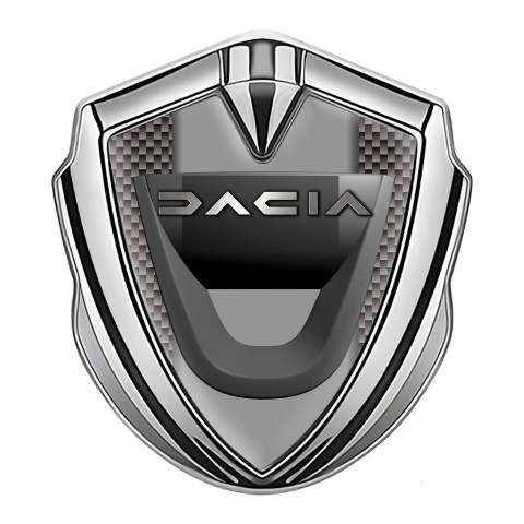 Dacia Fender Emblem Badge Silver Grey Carbon Frame Matte Logo