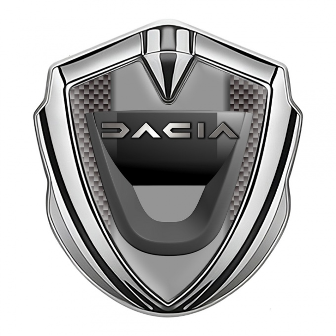 Dacia Fender Emblem Badge Silver Grey Carbon Frame Matte Logo