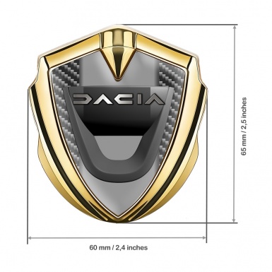 Dacia Emblem Trunk Badge Gold Dark Carbon Frame Matte Logo