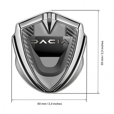 Dacia Emblem Trunk Badge Silver Dark Carbon Frame Matte Logo