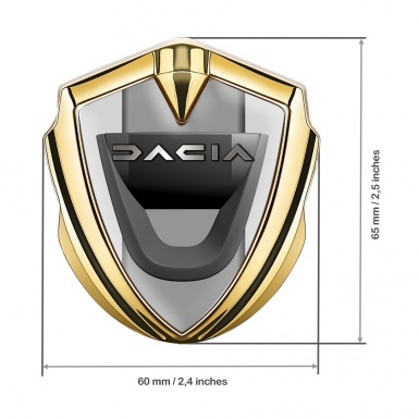 Dacia Emblem Self Adhesive Gold Moon Grey Frame Matte Logo