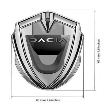 Dacia Emblem Self Adhesive Silver Moon Grey Frame Matte Logo