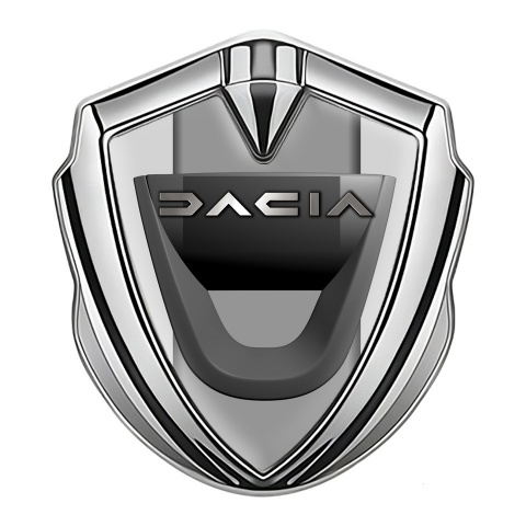 Dacia Emblem Self Adhesive Silver Moon Grey Frame Matte Logo