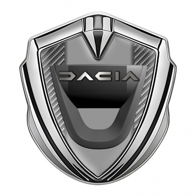 Dacia Emblem Ornament Badge Silver Light Carbon Frame Steel Logo Effect