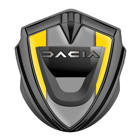 Dacia Bodyside Domed Emblem Graphite Yellow Frame Steel Logo Effect