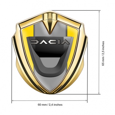Dacia Bodyside Domed Emblem Gold Yellow Frame Steel Logo Effect