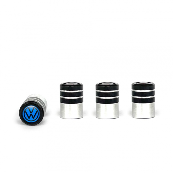 VW Valve Caps Tire Black - Aluminium 4 pcs Blue Black Logo