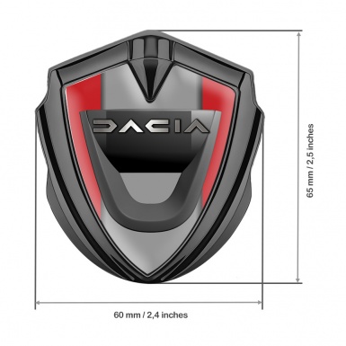 Dacia Emblem Metal Badge Graphite Red Frame Steel Logo Effect