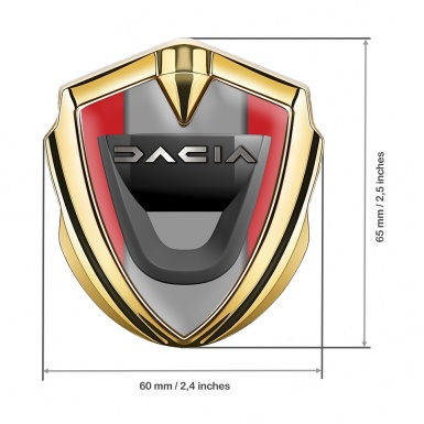Dacia Emblem Metal Badge Gold Red Frame Steel Logo Effect