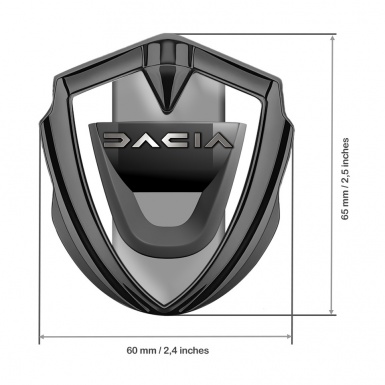 Dacia Emblem Badge Self Adhesive Graphite White Frame Steel Logo Effect