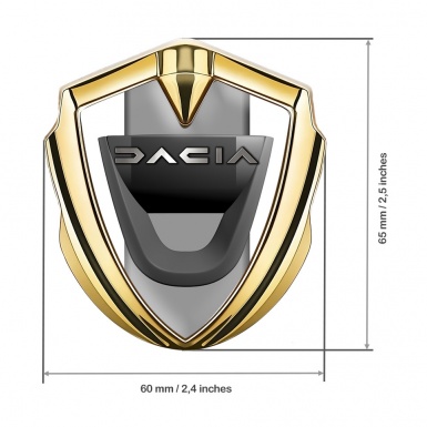 Dacia Emblem Badge Self Adhesive Gold White Frame Steel Logo Effect