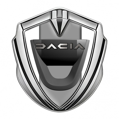 Dacia Emblem Badge Self Adhesive Silver White Frame Steel Logo Effect