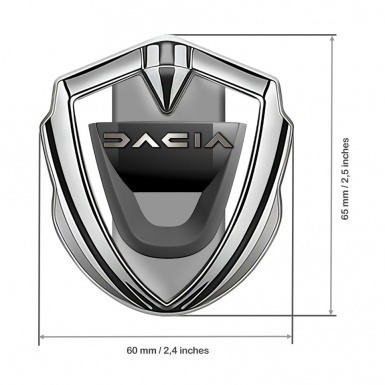 Dacia Emblem Badge Self Adhesive Silver White Frame Steel Logo Effect