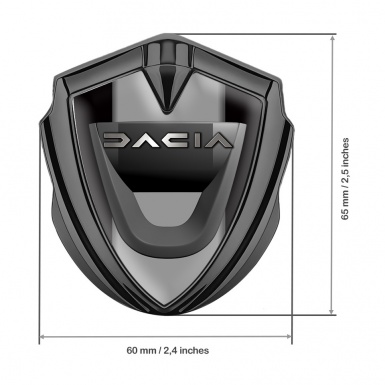 Dacia Silicon Emblem Badge Graphite Black Frame Steel Logo Effect
