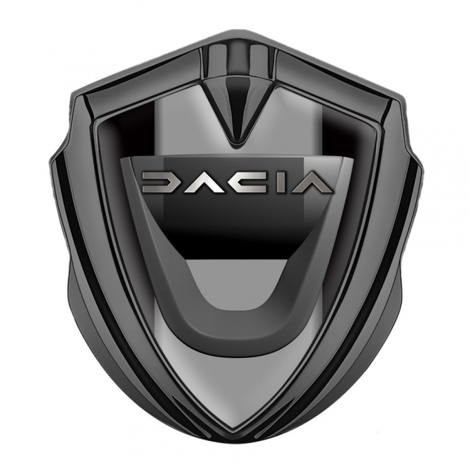 Dacia Silicon Emblem Badge Graphite Black Frame Steel Logo Effect