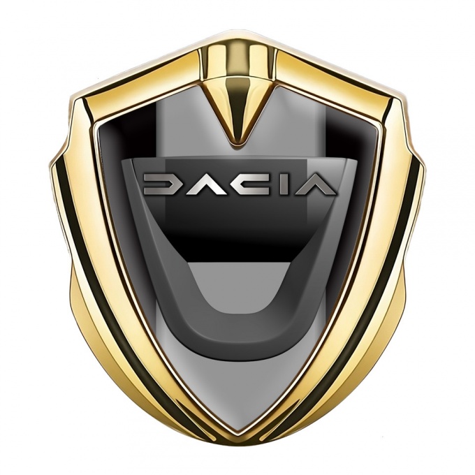 Dacia Silicon Emblem Badge Gold Black Frame Steel Logo Effect