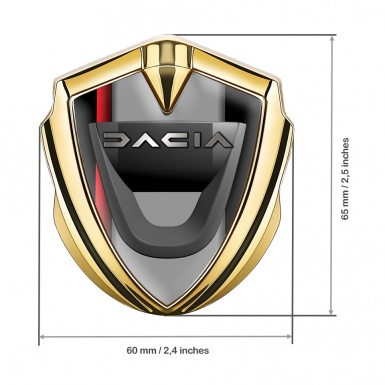 Dacia Emblem Car Badge Gold Red Stripe Steel Logo Effect