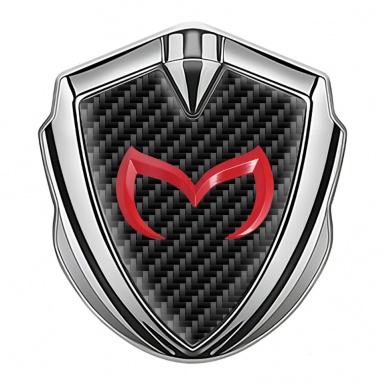 Mazda Emblem Silicon Badge Silver Black Carbon Crimson Logo Motif