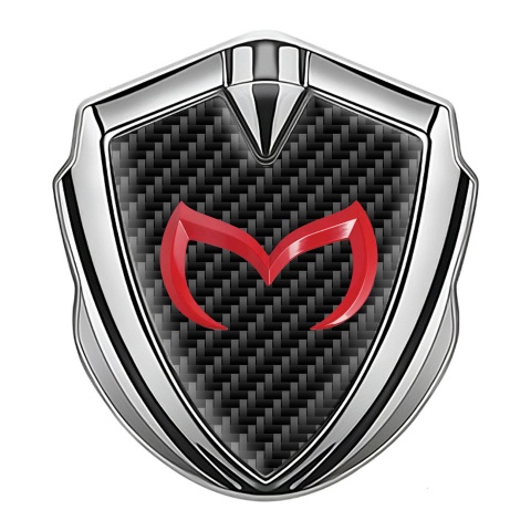 Mazda Emblem Silicon Badge Silver Black Carbon Crimson Logo Motif
