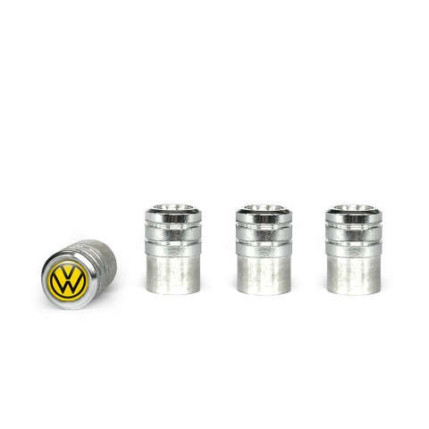 VW Valve Caps Aluminium 4 pcs Yellow Black Logo