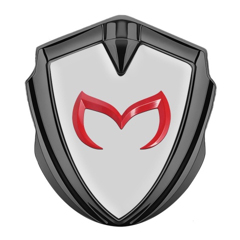 Mazda Fender Emblem Badge Graphite Grey Base Crimson Logo Design