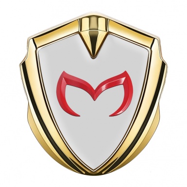 Mazda Fender Emblem Badge Gold Grey Base Crimson Logo Design