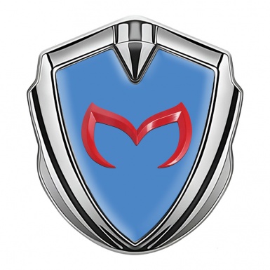 Mazda Fender Emblem Badge Silver Glacial Blue Crimson Logo Design