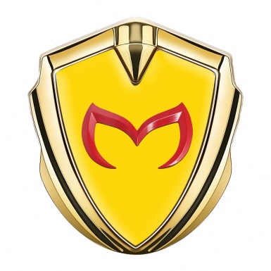 Mazda Domed Emblem Badge Gold Yellow Print Crimson Logo Variant