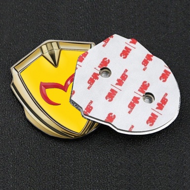 Mazda Domed Emblem Badge Gold Yellow Print Crimson Logo Variant