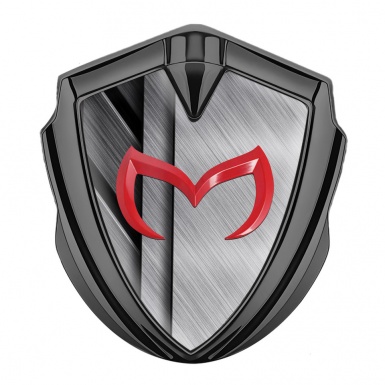 Mazda Bodyside Domed Emblem Graphite Polished Details Red Logo