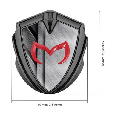 Mazda Bodyside Domed Emblem Graphite Polished Details Red Logo