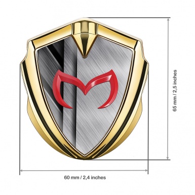 Mazda Bodyside Domed Emblem Gold Polished Details Red Logo