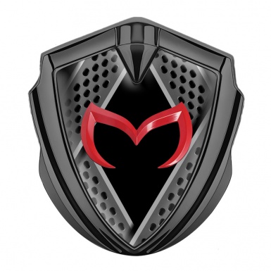 Mazda Emblem Metal Badge Graphite Steel Ornaments Red Logo
